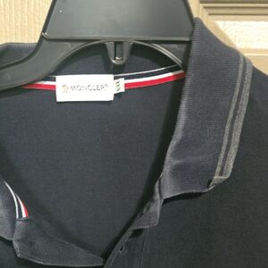 Moncler Dark Blue Polo with Red and White Accents